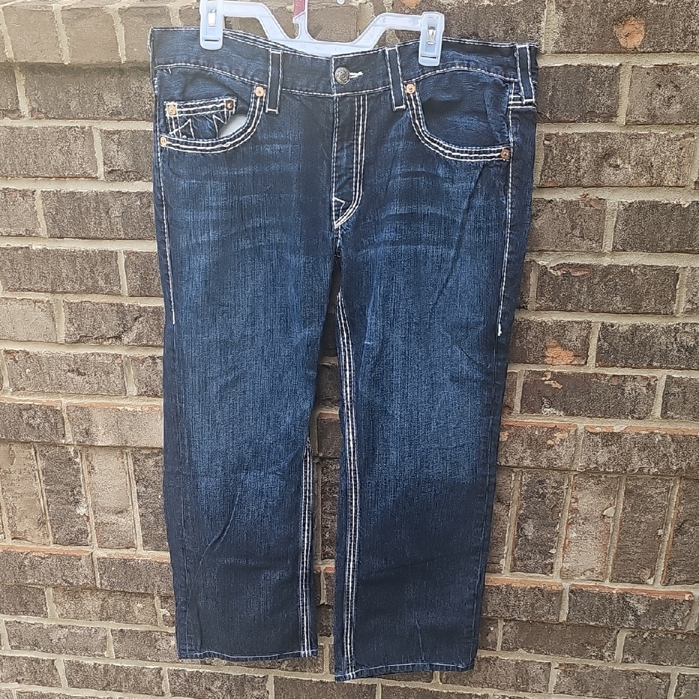 Men's True Religion Dark Blue Straight Jeans Size 38